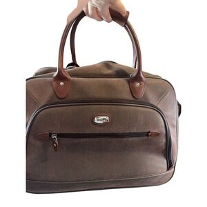Boyt Brown Textured Faux Leather Weekender Travel Bag Carry On Duffel Luggage